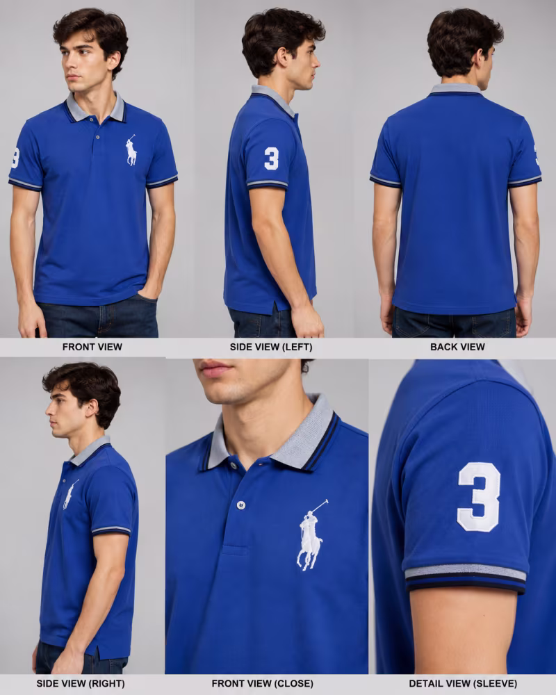 Men's Polo Shirt / Blue Piqué Polo T-Shirt